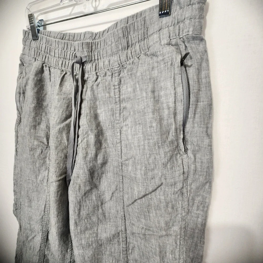 ATHLETA Cabo Linen Jogger Gray 100% Linen Exercise Yoga Pilates Size M - Picture 3 of 10